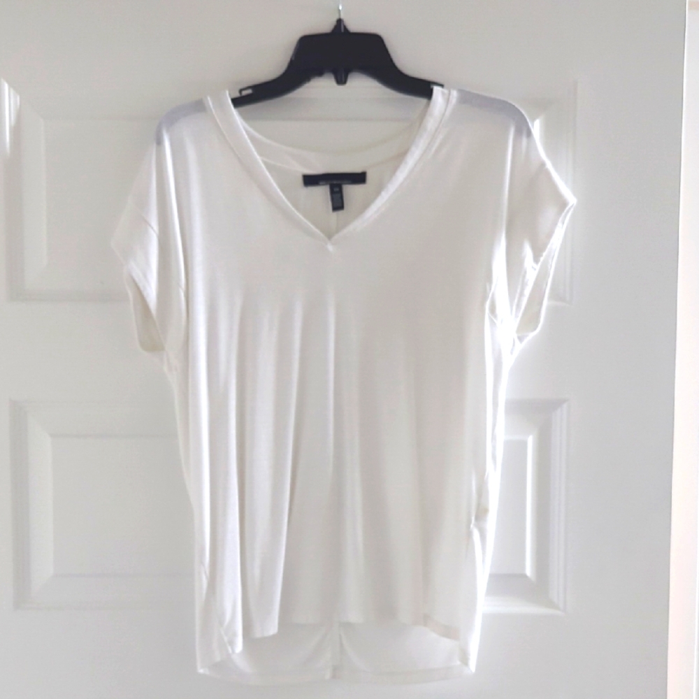 White V-Neck Women's Top